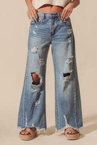 Mid-Rise Destructed Jeans