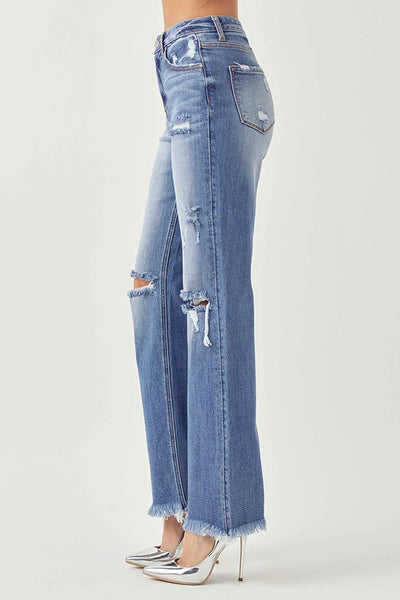 Knee Distressed Straight Jeans