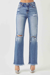 Knee Distressed Straight Jeans