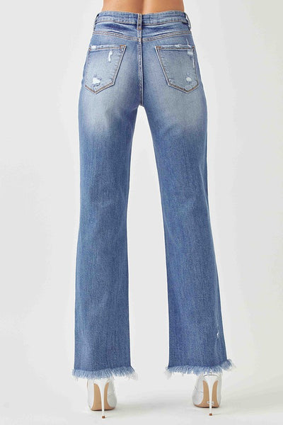 Knee Distressed Straight Jeans