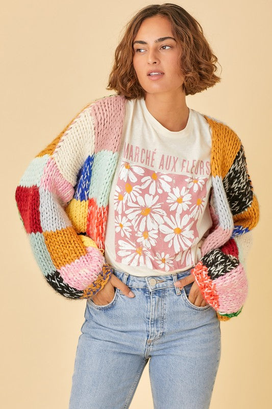 Rainbow Squares Cardigan