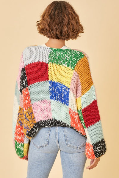 Rainbow Squares Cardigan