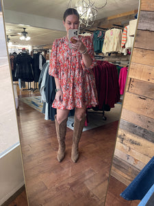 Rust Floral Dress