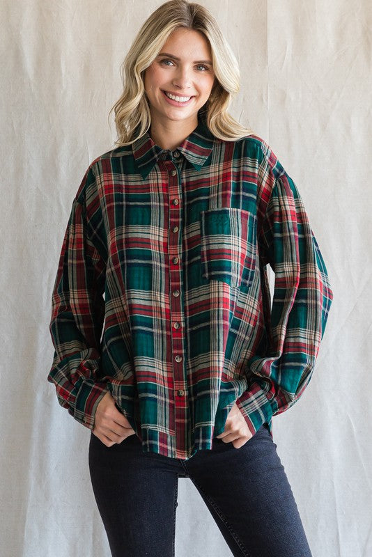 Christmas Plaid Button-Down