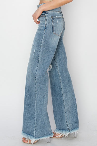 Button-Fly Wide-Leg Jeans