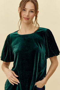 Velvet Puff Sleeve Top