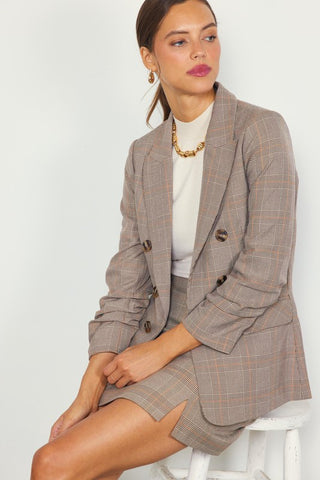 Plaid Open Blazer