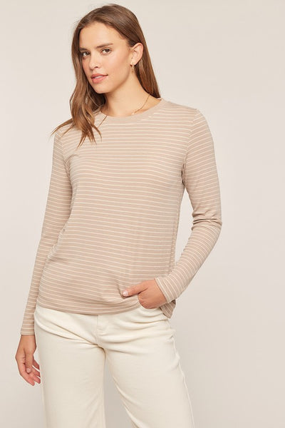 Taupe Striped Tee