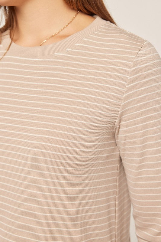 Taupe Striped Tee