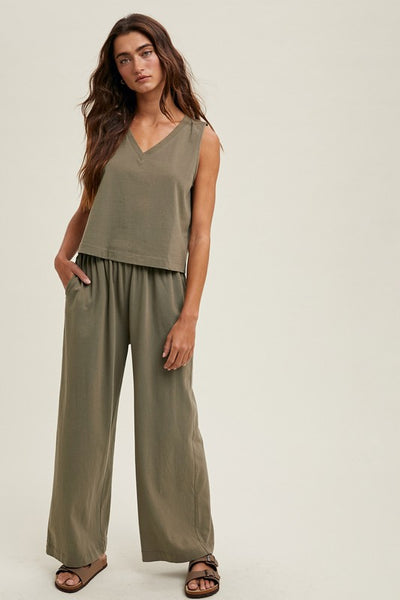 Olive Tank Pant Set