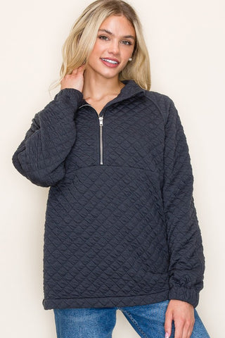 Quilted Half-Zip Pullover