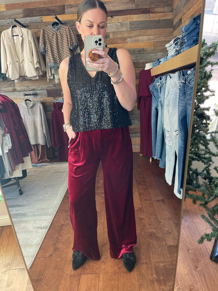 Velvet Wide Leg Pants