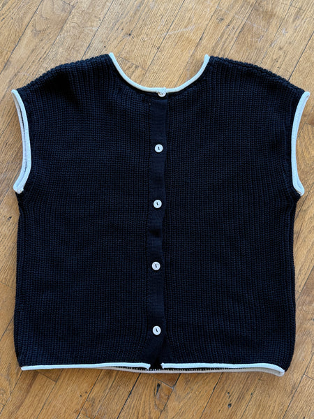 Back Button Sleeveless Sweater