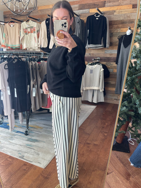 Mixed Striped Crop Pants