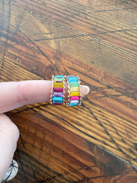 Multi-Color Baguette Earrings