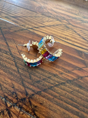 Multi-Color Baguette Earrings