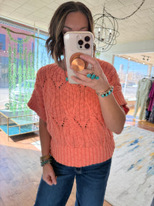 Salmon Short Sleeve Sweater