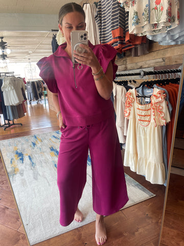 Magenta Ruffle Pant Set