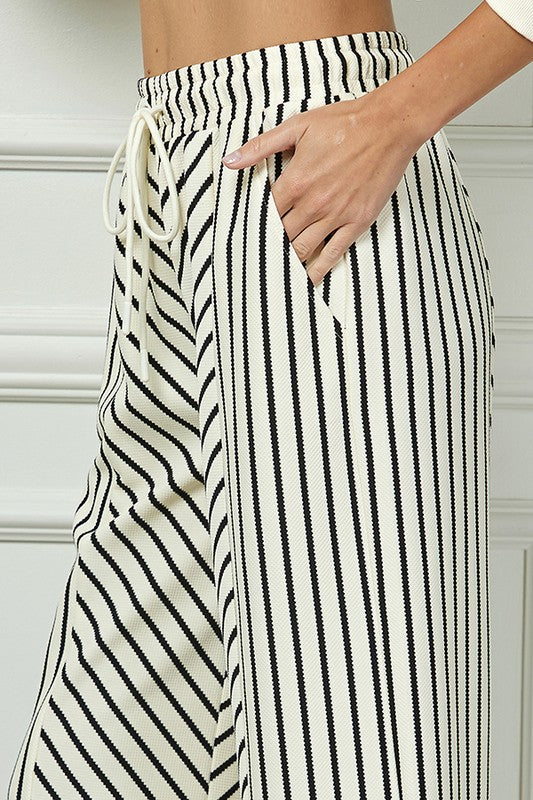 Mixed Striped Crop Pants