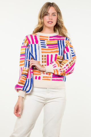 Pattern it Bright Sweater