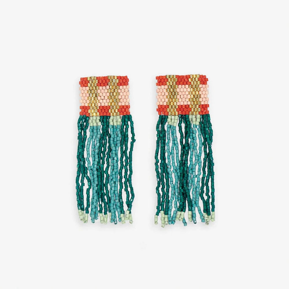 Ava Crossing Colorblock Beaded Fringe Earring