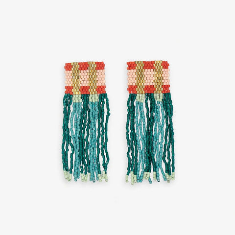 Ava Crossing Colorblock Beaded Fringe Earring