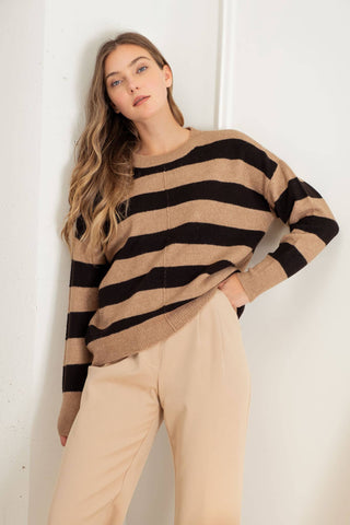 Mocha/Black Stripe Sweater