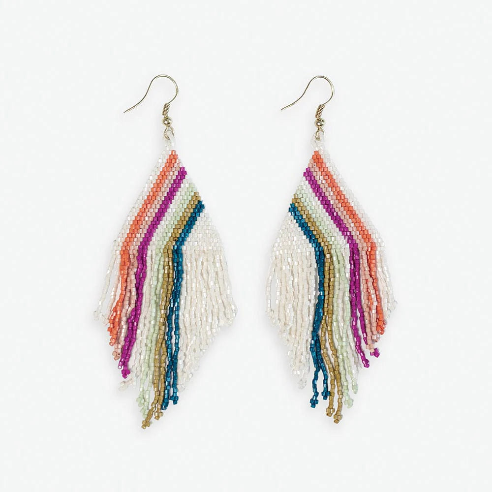 Haley Falling Lines Beaded Fringe Earrings