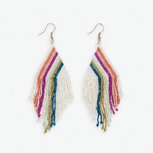 Haley Falling Lines Beaded Fringe Earrings