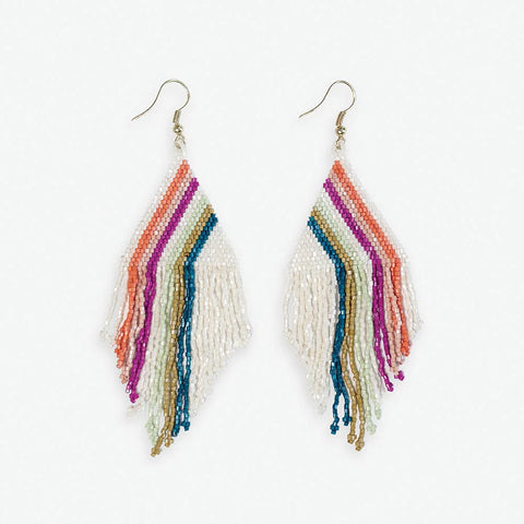 Haley Falling Lines Beaded Fringe Earrings